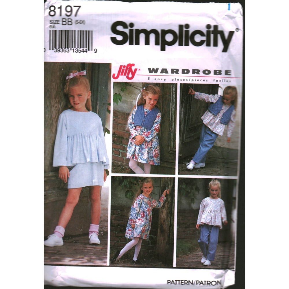 Simplicity‎ 8197 Jiffy Wardrobe Sewing Pattern Kids Dress Top Skirt Pants Vest 5